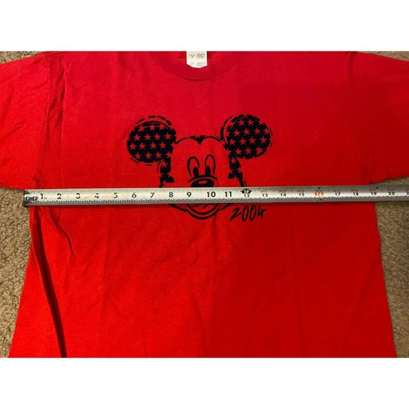Disney Store 2004 Red/Blue Felt Mickey Mouse Short Sleeve T Shirt Size Large - Picture 5 of 6